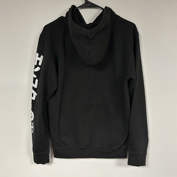 Godzilla Woodcut Emerges From Tsunami Hooded Sweatshirt ocean, S - Picture 5 of 6